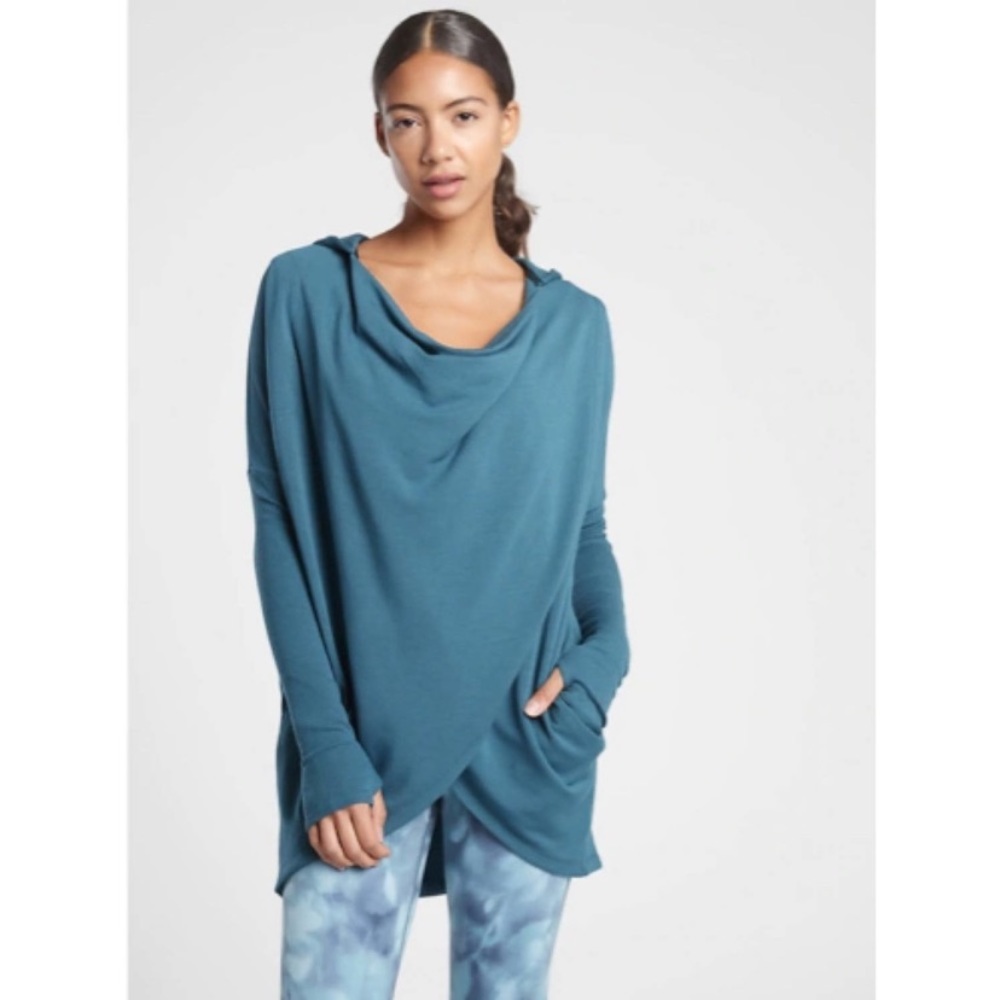 Athleta Sequoia Blue Purana Wrap Sweatshirt Size M